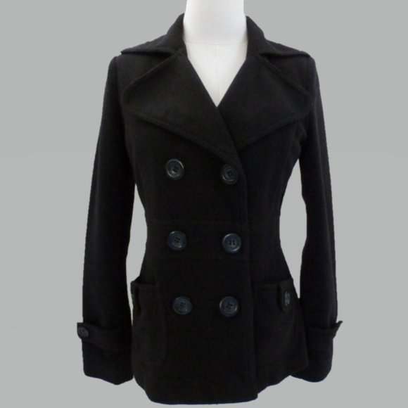 Forever Twentyone S Black Peacoat - Picture 2 of 5